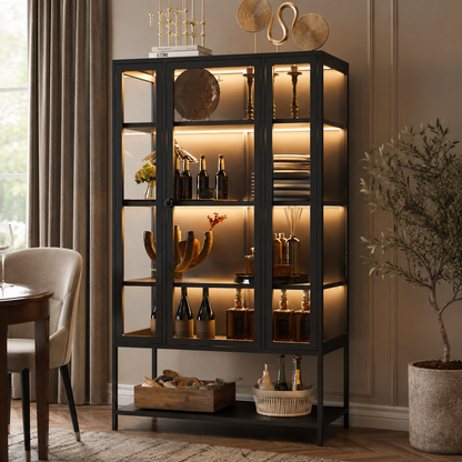 Modern Glass Display Cabinet with LED Lights